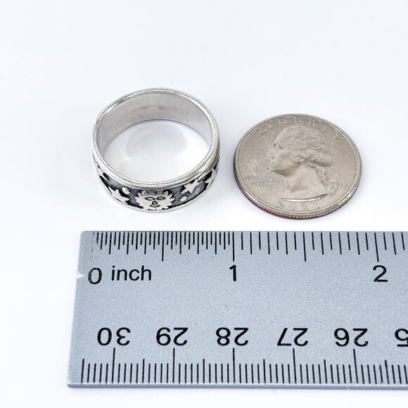 Vintage Sterling Silver 925 Celestial Sun Moon Stars Ring Size 10.75 - Picture 9 of 10